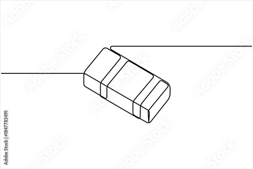 Rubber eraser one continuous line art drawing concept, vector art minimalist illustration design
