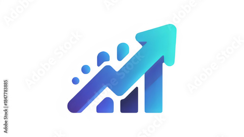 Business Growth Analytics with Upward Arrow and Bar Chart.