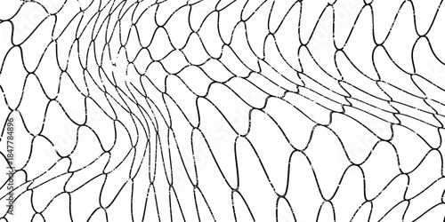 Abstract design featuring a continuous hexagonal pattern forming a wave-like structure on a white background.