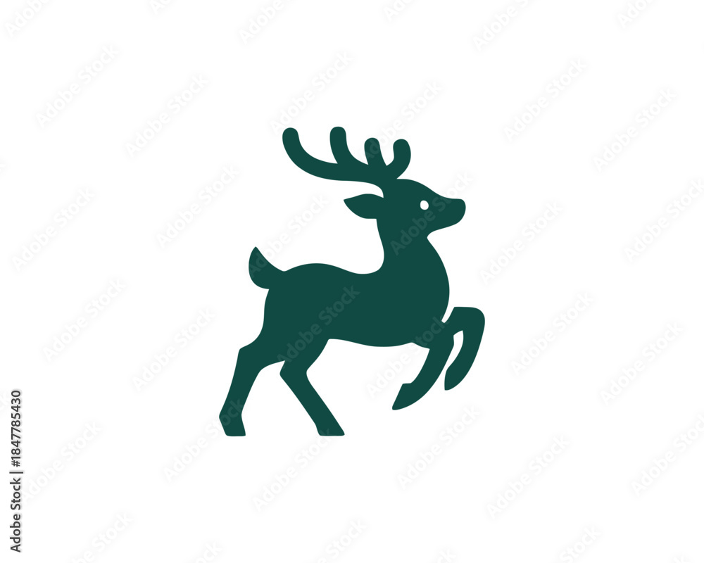Fototapeta premium Elegant green deer silhouette logo design