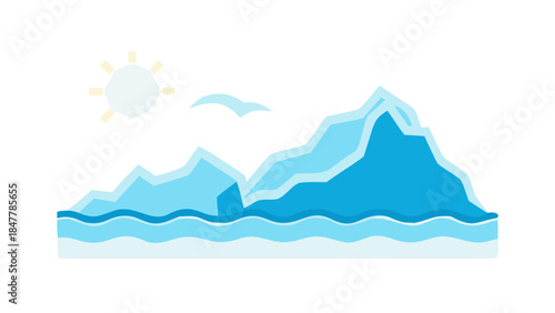 Serene mountain lake under sunlight