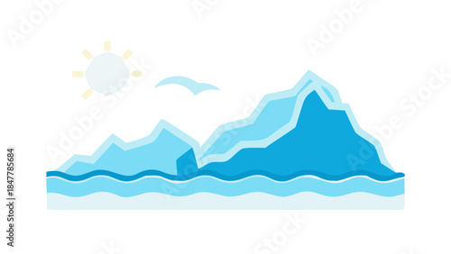 Serene mountain lake under sun