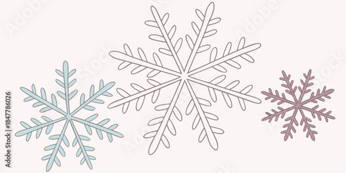 Three unique snowflakes