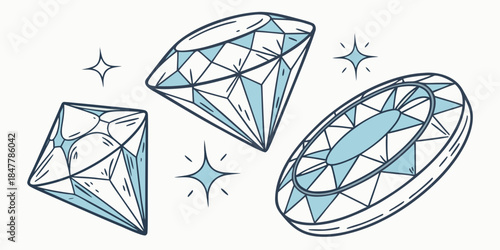 Illustrated collection of diamonds