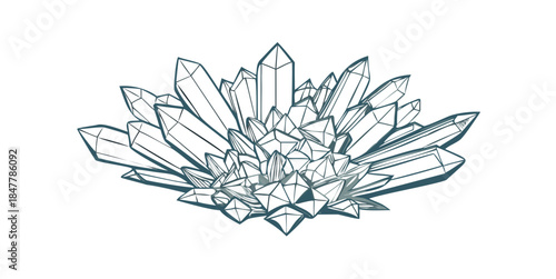 Geometric crystal cluster illustration