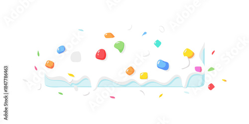 Colorful balloons floating over waves