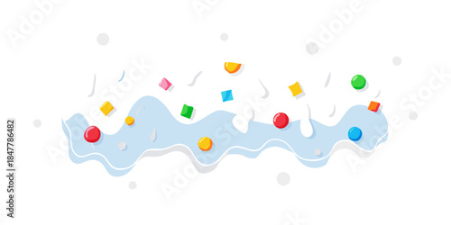 Celebratory confetti over water