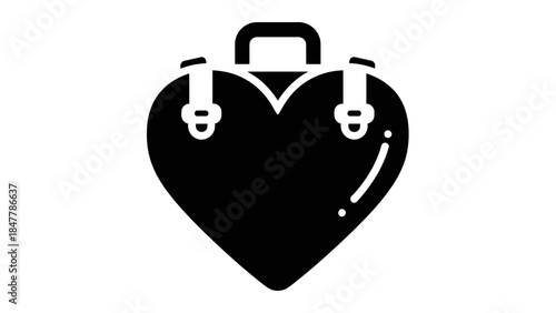 Minimalistic Heart-Shaped Luggage Lock Icon Representing Security and Travel