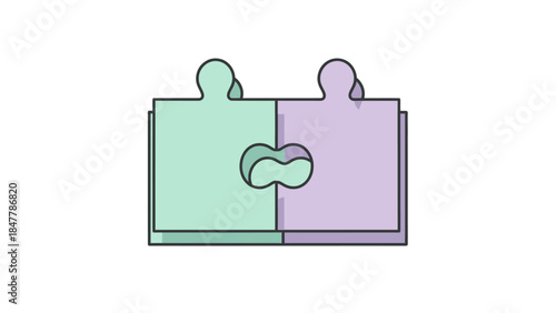 Minimalistic illustration of two interconnected puzzle pieces symbolizing collaboration and unity