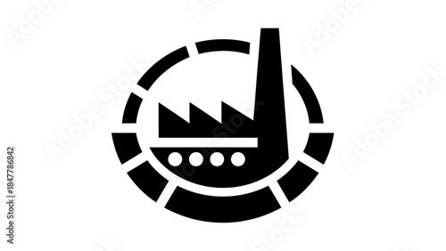 Minimalistic industrial factory icon representing manufacturing or production processes