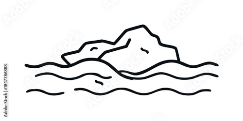 Mountain peak over water
