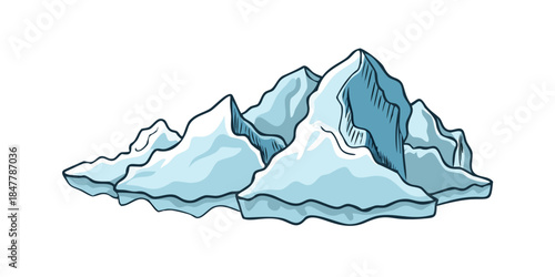 Illustration of snow-capped mountain range