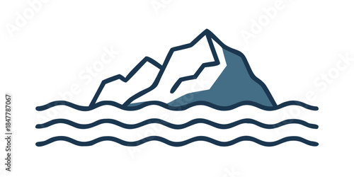 Mountain peak rising from water