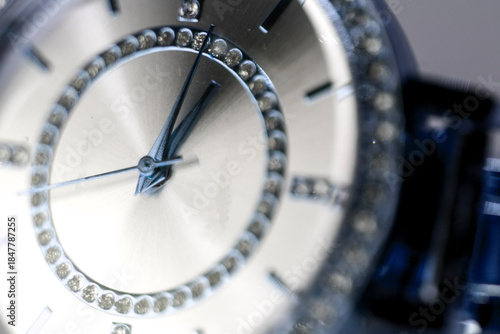 Scorpion hour and minute  with stones inside the watch dial, macro