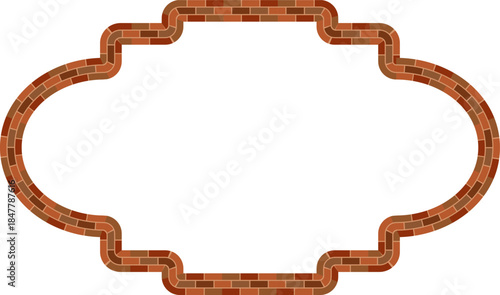 Rectangle shape brick brickwork brown border picture frame vintage retro antique handcraft framework architecture decorative element isolated background 
