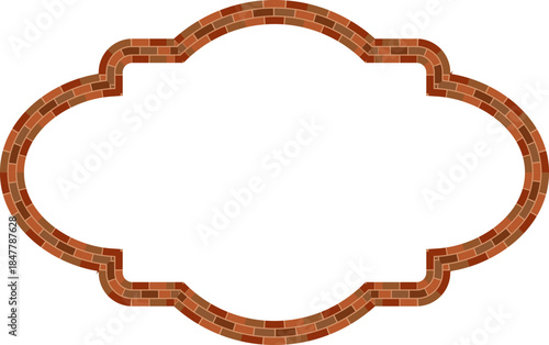 Rectangle shape brick brickwork brown border picture frame vintage retro antique handcraft framework architecture decorative element isolated background 