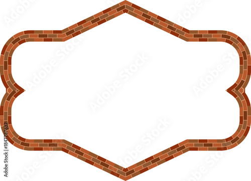 Rectangle shape brick brickwork brown border picture frame vintage retro antique handcraft framework architecture decorative element isolated background 