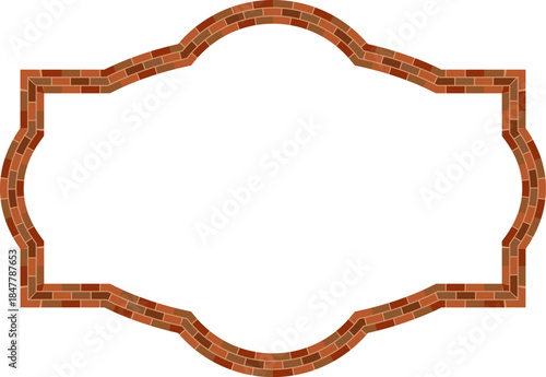Rectangle shape brick brickwork brown border picture frame vintage retro antique handcraft framework architecture decorative element isolated background 