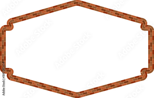 Rectangle shape brick brickwork brown border picture frame vintage retro antique handcraft framework architecture decorative element isolated background 