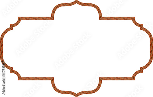 Rectangle shape brick brickwork brown border picture frame vintage retro antique handcraft framework architecture decorative element isolated background 