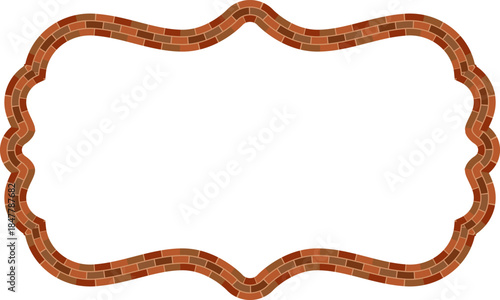 Rectangle shape brick brickwork brown border picture frame vintage retro antique handcraft framework architecture decorative element isolated background 