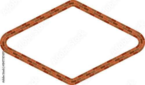 Rectangle shape brick brickwork brown border picture frame vintage retro antique handcraft framework architecture decorative element isolated background 