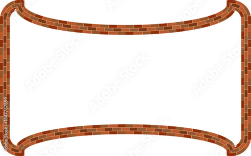 Rectangle shape brick brickwork brown border picture frame vintage retro antique handcraft framework architecture decorative element isolated background 