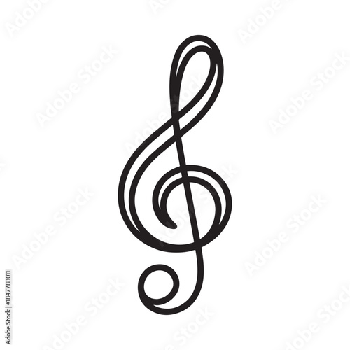 Simple black and white illustration of a treble clef symbol musical notation