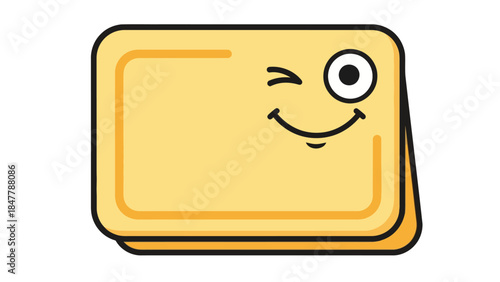 A yellow card with a winking face and smile