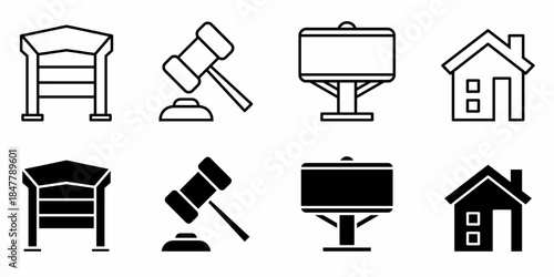 Real estate. Vector collection of real estate icon illustration. Black icon design.