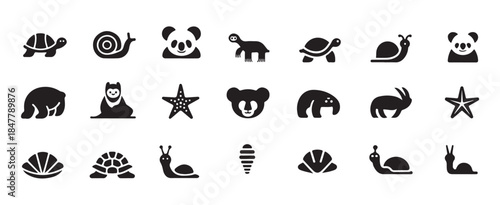 Set of animals icons isolated on white background. flat vector illustration collection