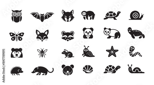Collection of animals icons isolated on white background. flat vector illustration set