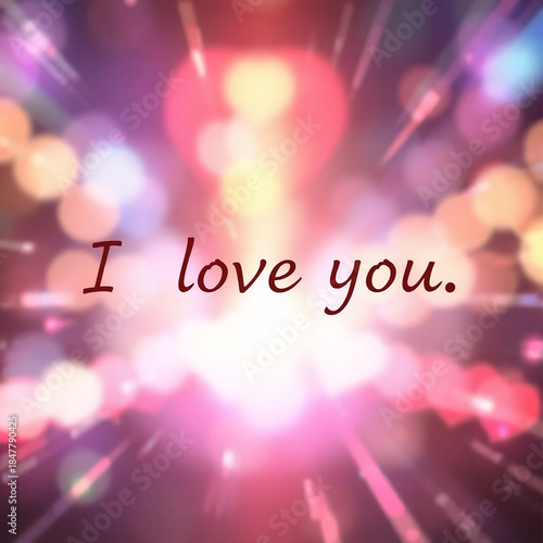 A delicate, cursive inscription of the words I love you, rendered in a elegant, bold red font with subtle golden accents, set against a soft, pastel pink background adorned with intricate, swirling