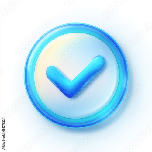Circular blue check mark illustration for verification badge or UI element