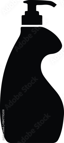 Minimalist black dish soap bottle detergent silhouette vector icon