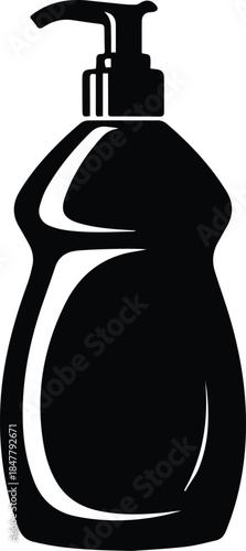 Minimalist black dish soap bottle detergent silhouette vector icon