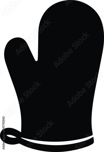Minimalist black oven mitt kitchen glove silhouette vector icon