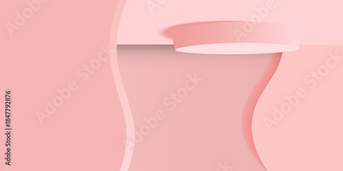 Pink pastel podium or pedestal backdrop. 3d rendering. Eps 10
