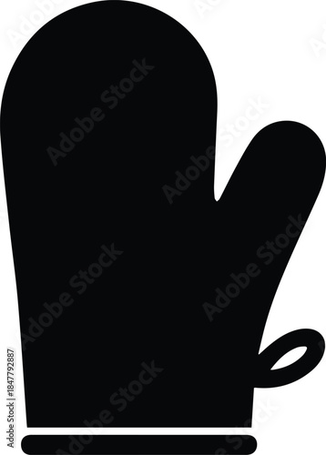 Minimalist black oven mitt kitchen glove silhouette vector icon