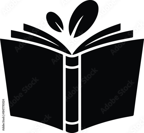 Minimalist black open recipe book silhouette vector icon