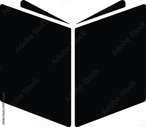 Minimalist black open restaurant menu book silhouette vector icon