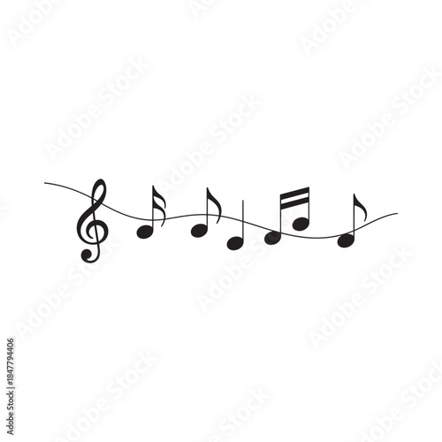 A simple musical staff with treble clef and several scattered music notes