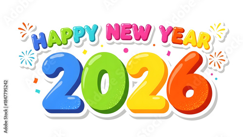 Balloon style graphic Happy new year 2026