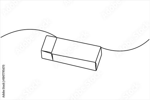 Rubber eraser one continuous line art drawing concept, vector art minimalist illustration design