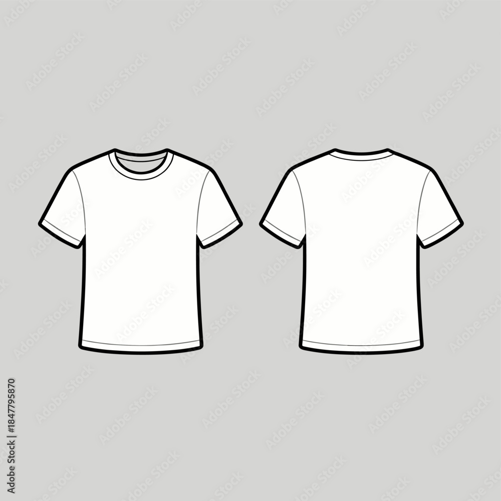 Naklejka premium [Vector EPS]A simple white t-shirt showing front and back views