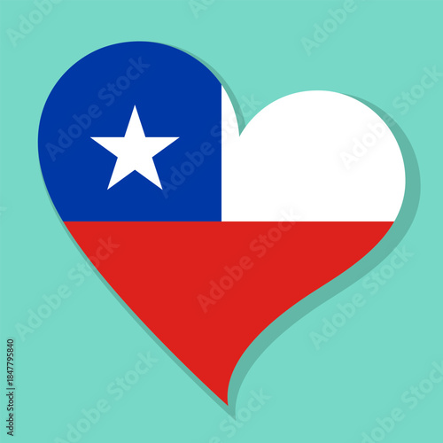 Free Download Isolated national flag of Chile. Love flag of Republic of Chile. Chile heart-shaped flag vector illustration color background. - GFXLoad