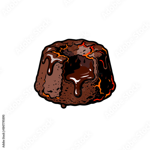 [Vector EPS]A delicious chocolate lava cake with flowing chocolate inside
