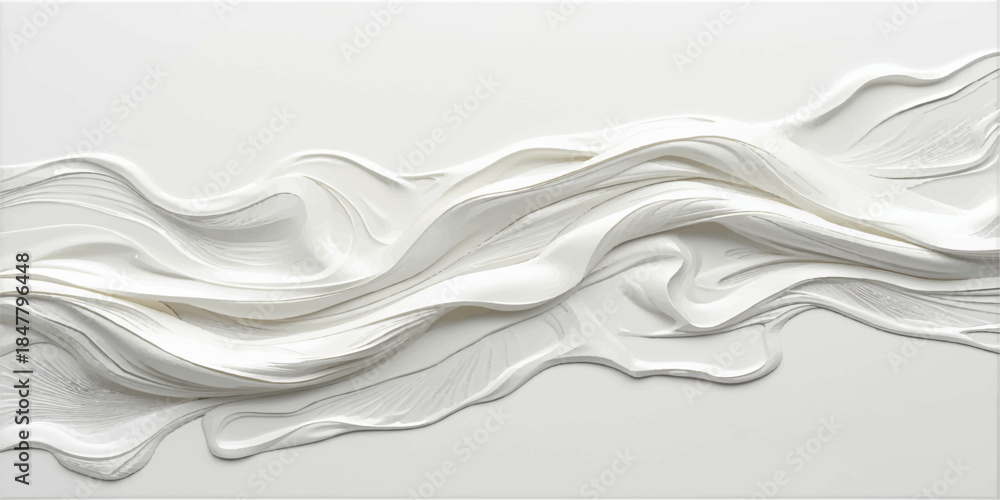 Obraz premium Abstract white liquid wave background featuring smooth silk satin texture with soft flowing curves and luxury cream fabric material design for a shiny wallpaper backdrop