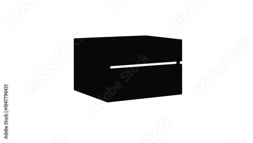 Simple black box with silver handle on white background