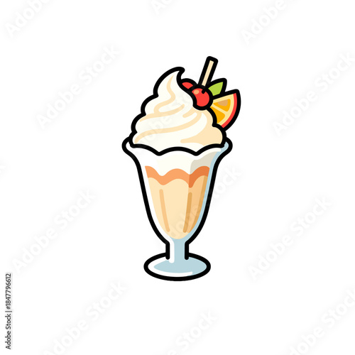 [Vector EPS]A delicious ice cream sundae with whipped cream and fruit toppings